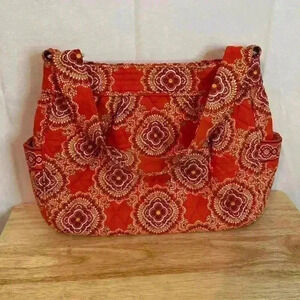 Vera Bradley Paprika Orange Quilted Shoulder Bag / Purse‎ Side Pockets